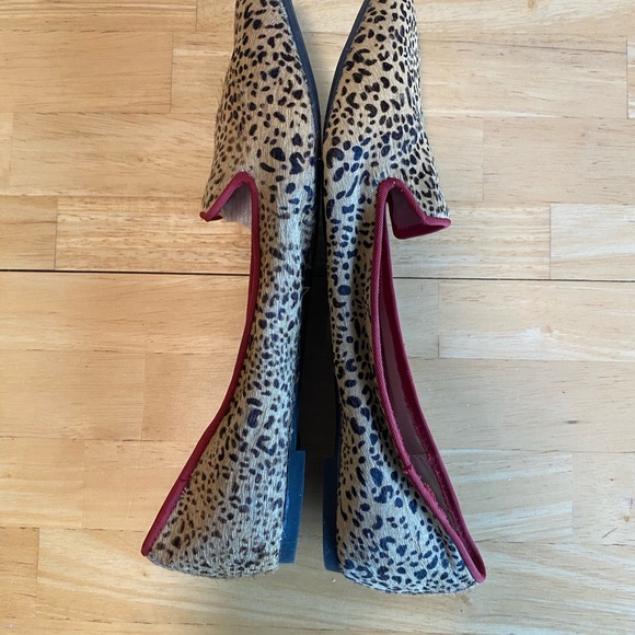 Mia Bardot Leopard Print Pony Fur Pointed Smoking Slipper Flats - Picture 4 of 6